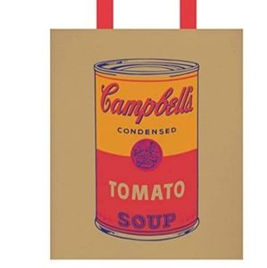 Andy Warhol Tomato Soup Canvas Bag + 3 Andy Warhol Limited Edition Pins …